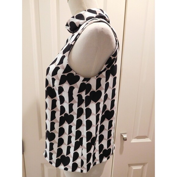Darling TOPSHOP Mock Neck Sleeveless Heart Print Top US Size 6 - Picture 4 of 7